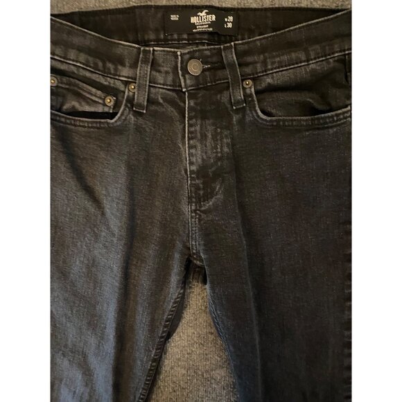 Hollister Epic Flex Jeans Mens 28x28* Black Straight Leg Denim Stretch‎ Preppy - Picture 1 of 12